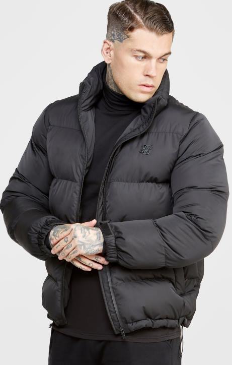 Männer SikSilk Schwarze Blasejacke mit geprägtem Logo Bekleidung J0NL479