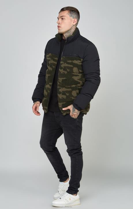 Männer SikSilk Schwarze Sherpa-Luftpolsterjacke Bekleidung J0NL485