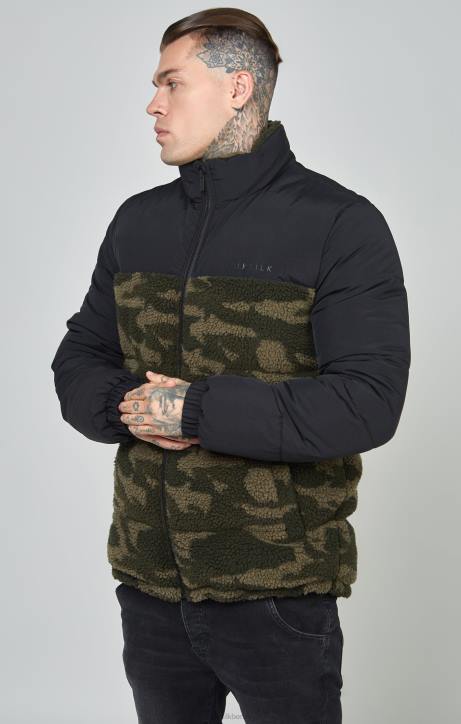 Männer SikSilk Schwarze Sherpa-Luftpolsterjacke Bekleidung J0NL485