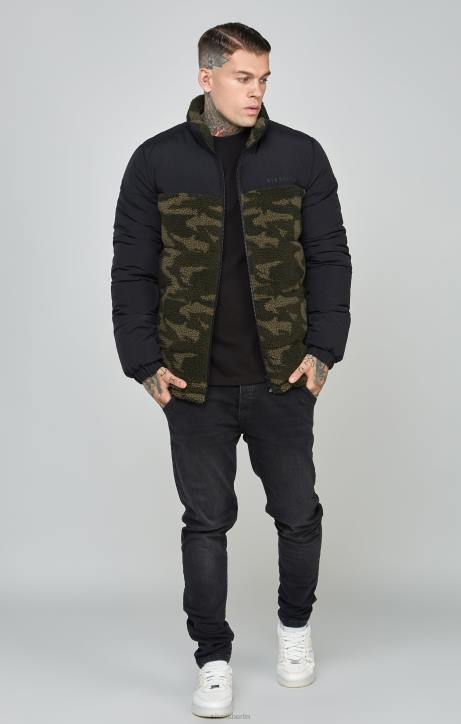 Männer SikSilk Schwarze Sherpa-Luftpolsterjacke Bekleidung J0NL485