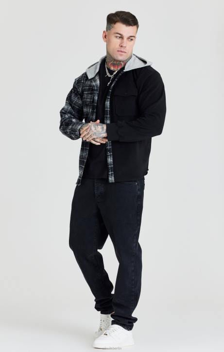 Männer SikSilk Schwarzes kontrastierendes Kapuzenshirt Bekleidung J0NL490