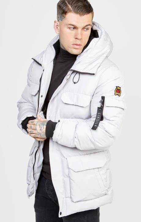 Männer SikSilk graue Parkajacke Bekleidung J0NL487