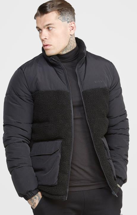 Männer SikSilk schwarze Blasenjacke Bekleidung J0NL494