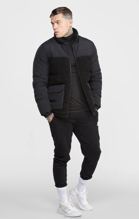 Männer SikSilk schwarze Blasenjacke Bekleidung J0NL494