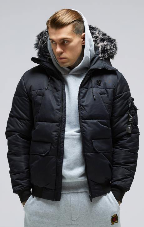 Männer SikSilk schwarze Bomberjacke Bekleidung J0NL483