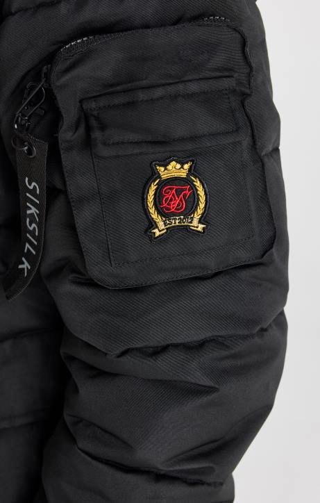 Männer SikSilk schwarze Bomberjacke Bekleidung J0NL483