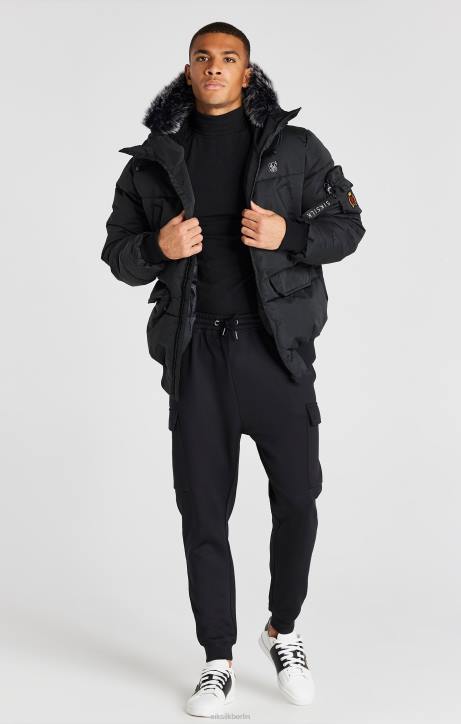 Männer SikSilk schwarze Bomberjacke Bekleidung J0NL483