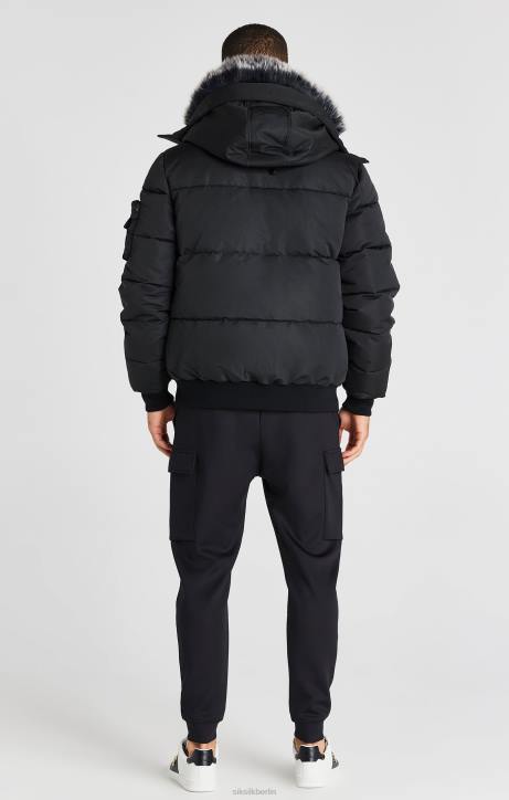 Männer SikSilk schwarze Bomberjacke Bekleidung J0NL483