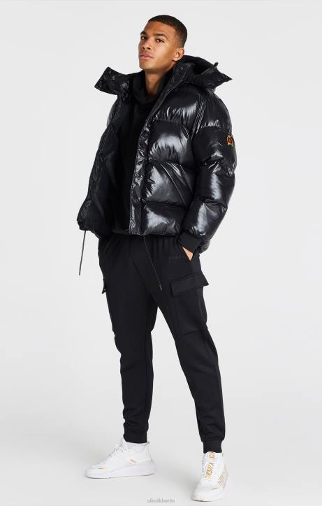 Männer SikSilk schwarze Pufferjacke Bekleidung J0NL477