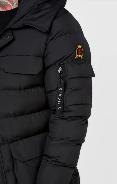 Männer SikSilk schwarzer Parka-Mantel Bekleidung J0NL480