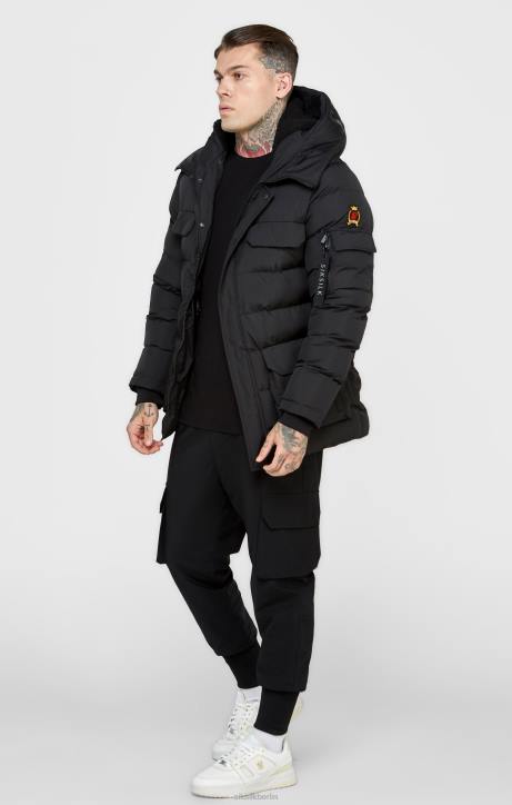 Männer SikSilk schwarzer Parka-Mantel Bekleidung J0NL480