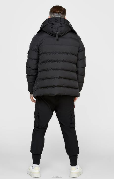 Männer SikSilk schwarzer Parka-Mantel Bekleidung J0NL480