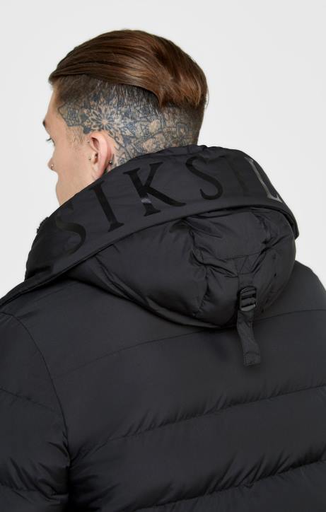 Männer SikSilk schwarzer Parka-Mantel Bekleidung J0NL480