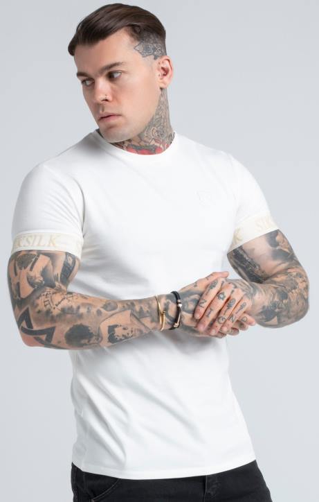 Männer SikSilk Ecrufarbenes T-Shirt mit elastischen Bündchen Bekleidung J0NL367