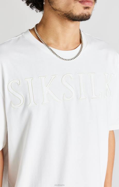 Männer SikSilk Ecrufarbenes, übergroßes Logo-T-Shirt Bekleidung J0NL404