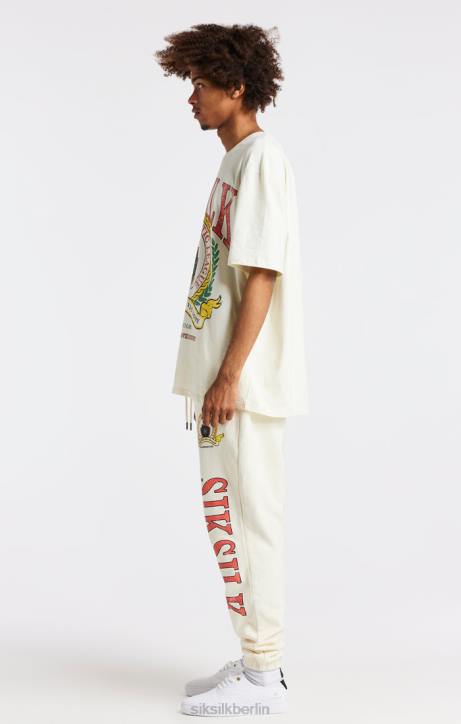 Männer SikSilk Ecrufarbenes, übergroßes T-Shirt mit College-Print Bekleidung J0NL409