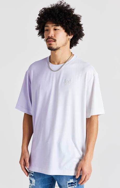 Männer SikSilk Lila bedrucktes, kurzärmliges, übergroßes T-Shirt Bekleidung J0NL405