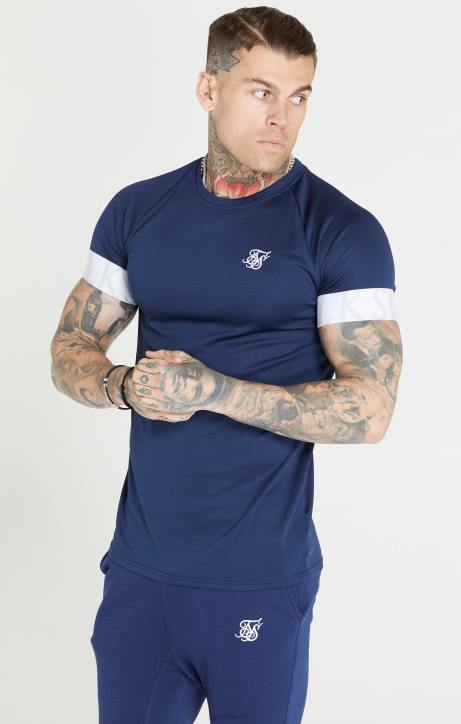 Männer SikSilk Marineblaues T-Shirt mit elastischen Bündchen Bekleidung J0NL369