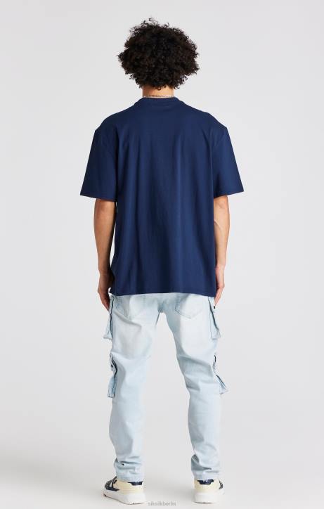 Männer SikSilk Marineblaues, übergroßes Ketten-T-Shirt Bekleidung J0NL389