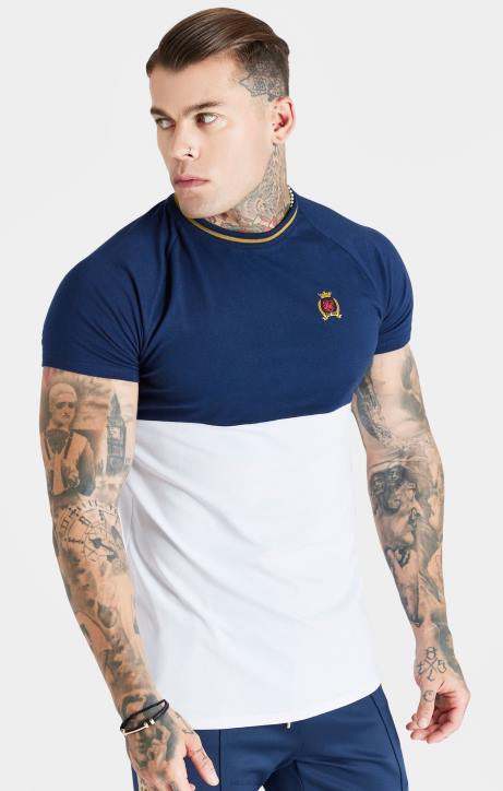 Männer SikSilk Marineblaues, geschnittenes und genähtes Muscle-Fit-T-Shirt Bekleidung J0NL377