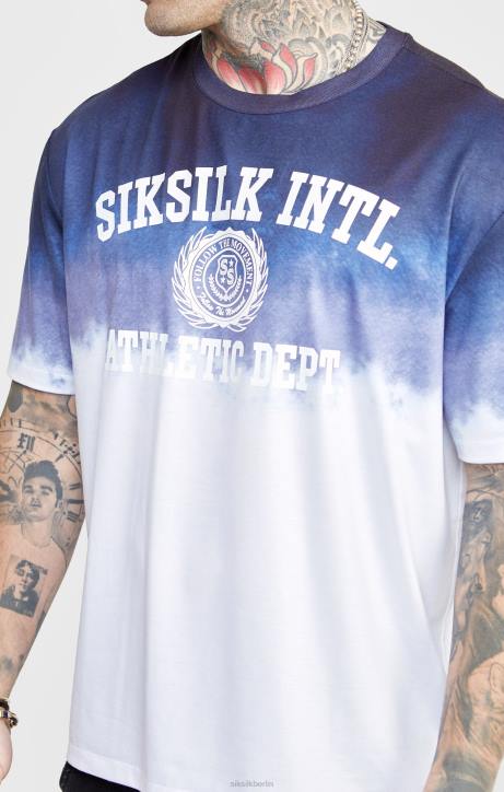 Männer SikSilk Marineblaues, verblasstes Grafik-T-Shirt Bekleidung J0NL384