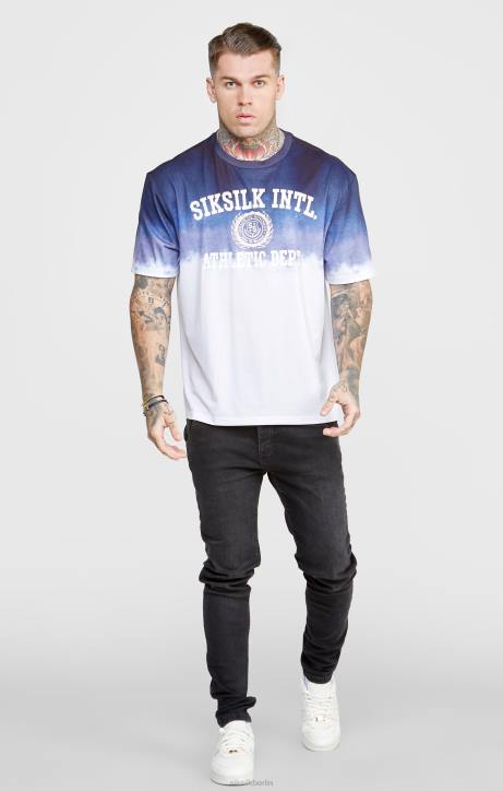 Männer SikSilk Marineblaues, verblasstes Grafik-T-Shirt Bekleidung J0NL384