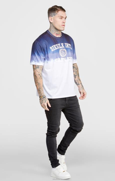 Männer SikSilk Marineblaues, verblasstes Grafik-T-Shirt Bekleidung J0NL384