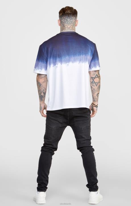 Männer SikSilk Marineblaues, verblasstes Grafik-T-Shirt Bekleidung J0NL384