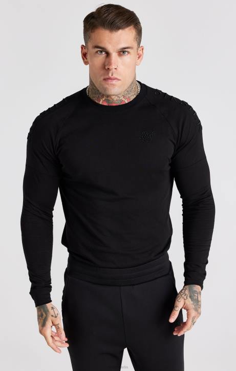 Männer SikSilk Schwarzes Muscle-Fit-T-Shirt mit Einsätzen Bekleidung J0NL362