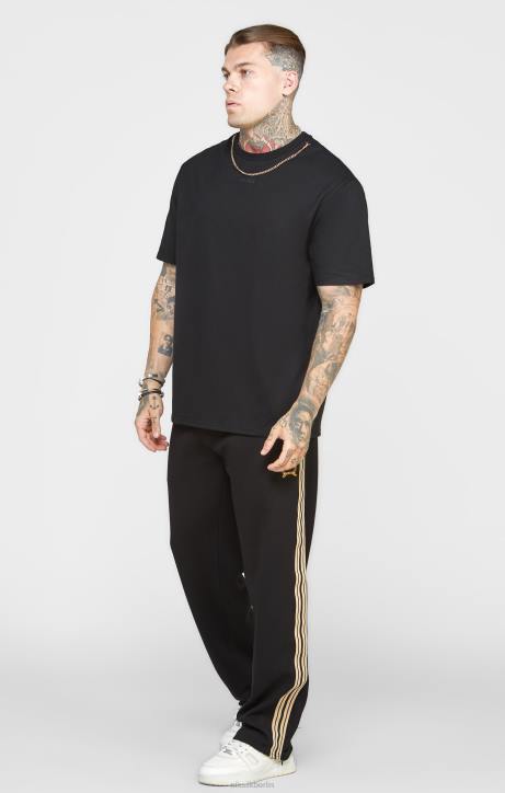 Männer SikSilk Schwarzes, übergroßes T-Shirt mit Kette Bekleidung J0NL387