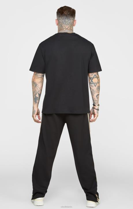 Männer SikSilk Schwarzes, übergroßes T-Shirt mit Kette Bekleidung J0NL387