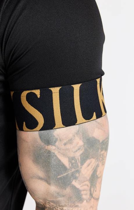 Männer SikSilk Schwarzes und goldenes T-Shirt mit elastischen Bündchen Bekleidung J0NL368