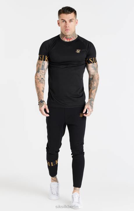 Männer SikSilk Schwarzes und goldenes T-Shirt mit elastischen Bündchen Bekleidung J0NL368