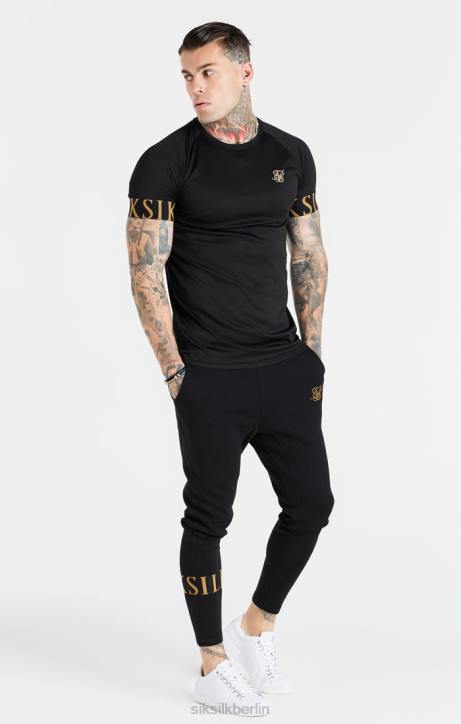 Männer SikSilk Schwarzes und goldenes T-Shirt mit elastischen Bündchen Bekleidung J0NL368