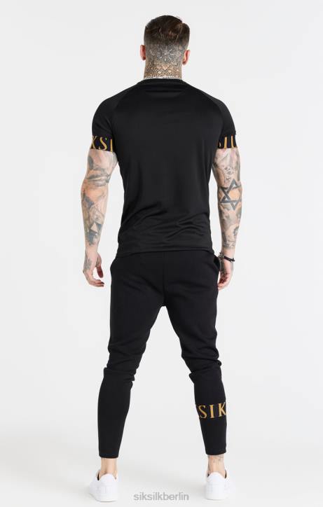 Männer SikSilk Schwarzes und goldenes T-Shirt mit elastischen Bündchen Bekleidung J0NL368