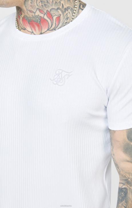 Männer SikSilk Weißes T-Shirt aus Rippstrick Bekleidung J0NL381