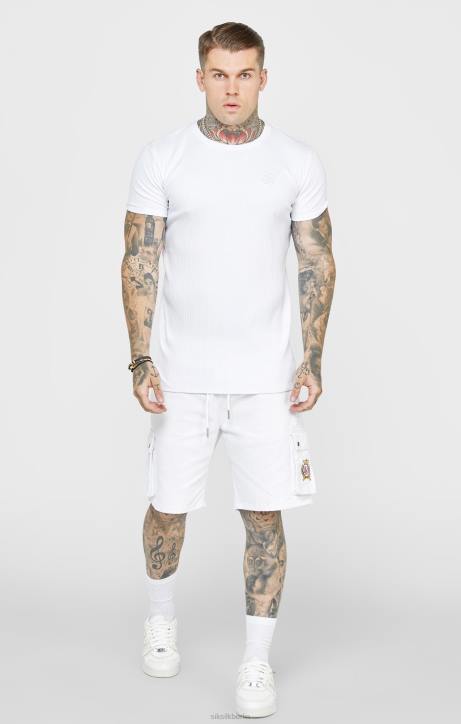 Männer SikSilk Weißes T-Shirt aus Rippstrick Bekleidung J0NL381