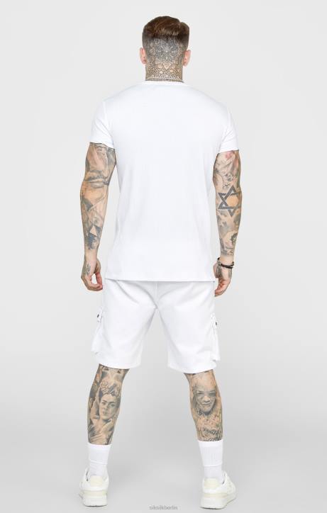 Männer SikSilk Weißes T-Shirt aus Rippstrick Bekleidung J0NL381