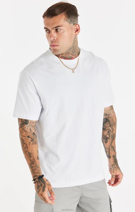 Männer SikSilk Weißes, entspanntes, bedrucktes Ketten-T-Shirt Bekleidung J0NL393