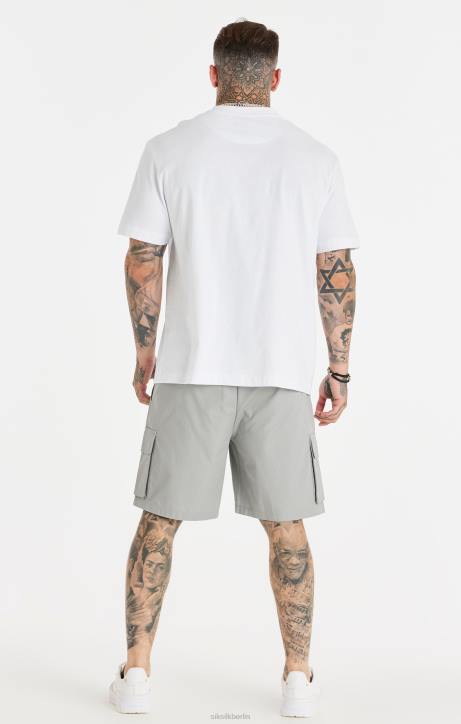 Männer SikSilk Weißes, entspanntes, bedrucktes Ketten-T-Shirt Bekleidung J0NL393