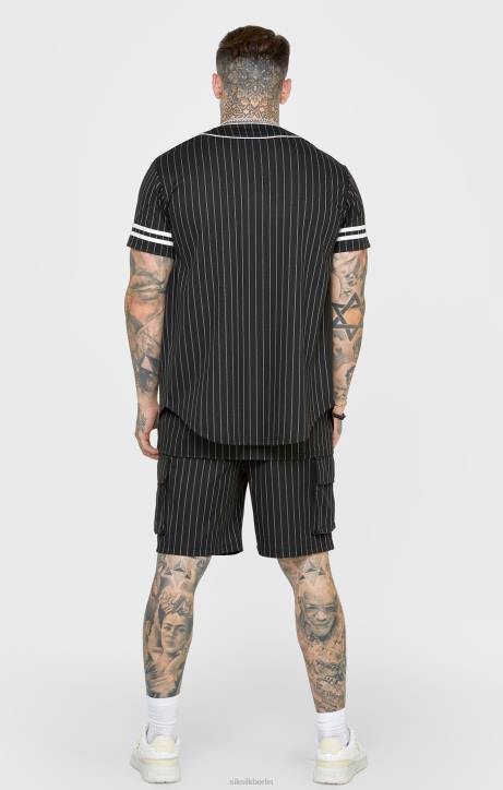 Männer SikSilk schwarzes Baseballtrikot Bekleidung J0NL390