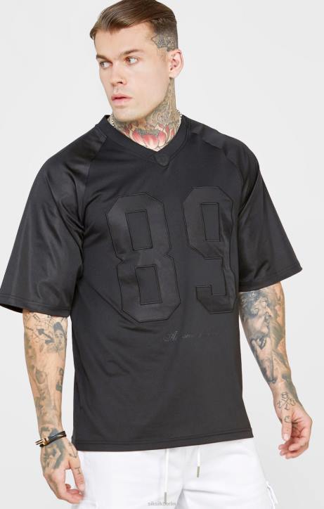 Männer SikSilk schwarzes, übergroßes Kurzarm-T-Shirt Bekleidung J0NL402