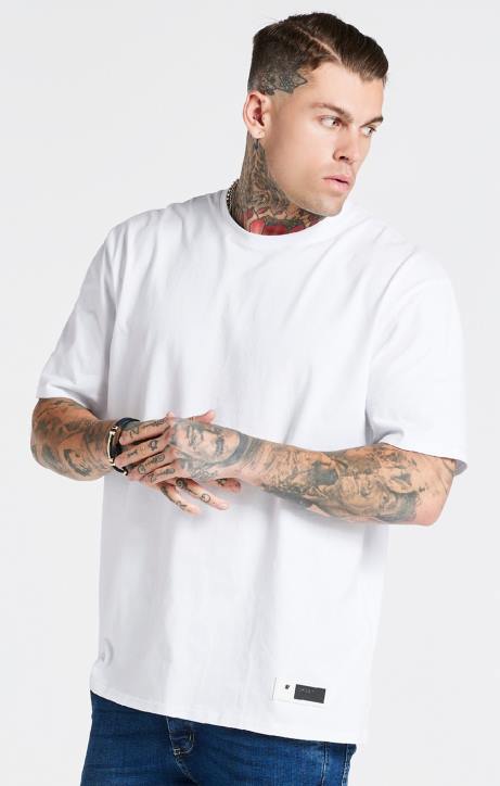 Männer SikSilk weißes übergroßes T-Shirt Bekleidung J0NL410