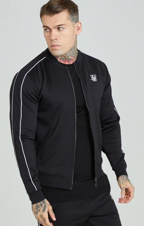 Männer SikSilk Schwarzer Trainingsanzug mit Einsätzen Bekleidung J0NL503
