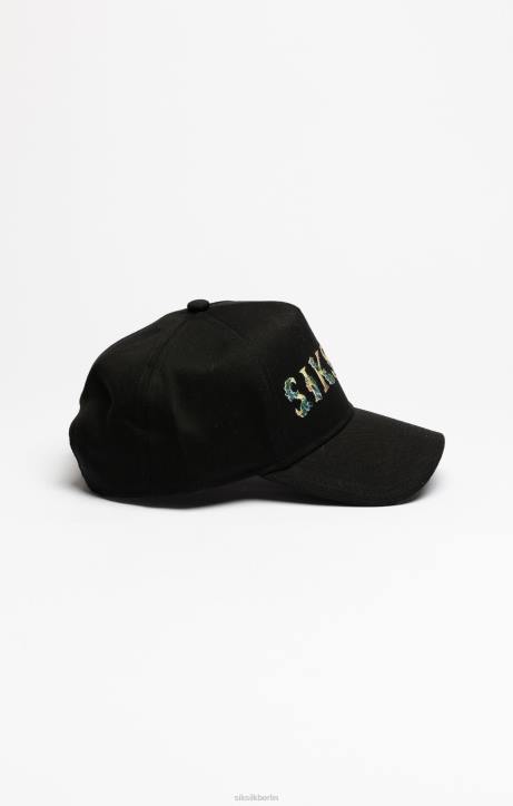 unisex SikSilk Schwarze Trucker-Kappe mit Blumenstickerei Zubehörteil J0NL227