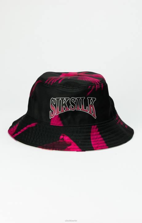 unisex SikSilk Schwarzer, umkehrbarer Fischerhut mit Aufdruck Zubehörteil J0NL232