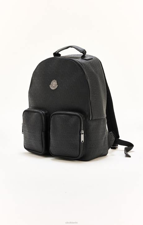 unisex SikSilk x Schwarzer Messi-Rucksack mit PU-Logo Tasche J0NL618